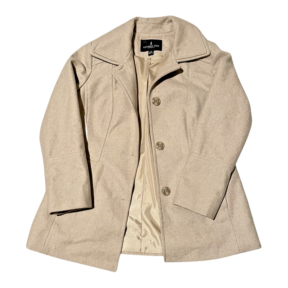 London Fog Womens Single Breasted Wool Blend Coat / Pea Coat Size M